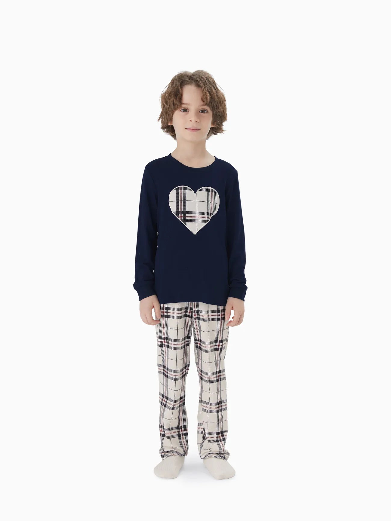 Family Matching Plaid Letter Print Pajamas Sets