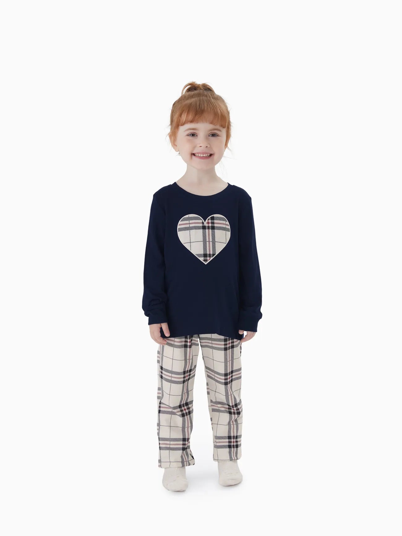 Family Matching Plaid Letter Print Pajamas Sets