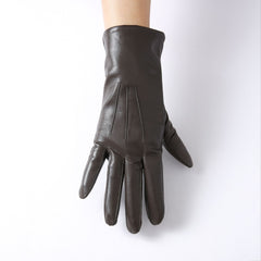 Guantes alargados de piel de cabra de lana para conducir y andar en bicicleta para mujer