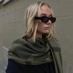 Bufanda de lana pura con diseño geométrico de jacquard, chal grueso y cálido