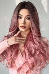 Wave Synthetic Long Wigs in Pink 26''