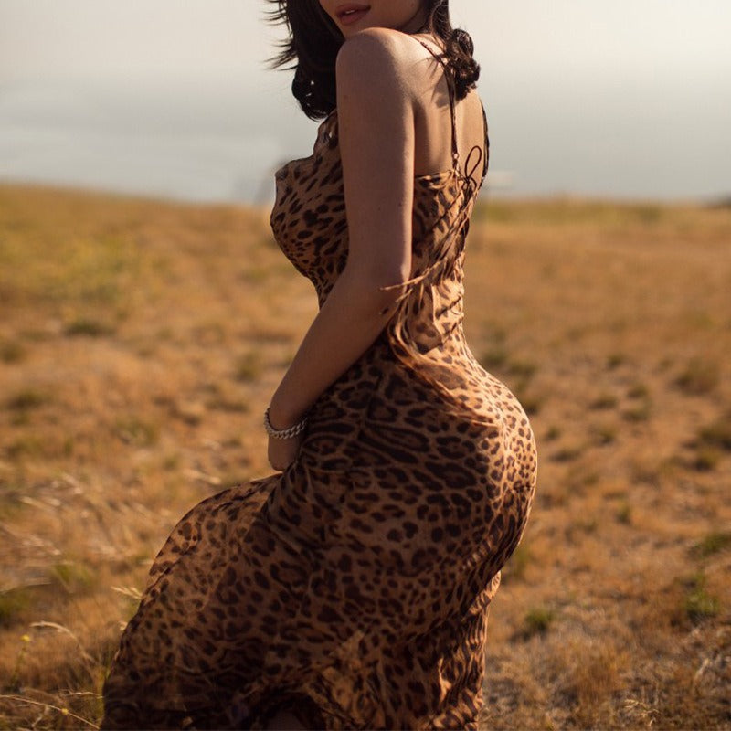Strapless Leopard Print Dress