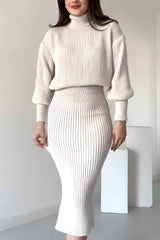 Ribbed Knit Two Piece Sweater And Skirt Set