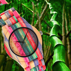 Reloj de cuarzo de madera de bambú de color ocio