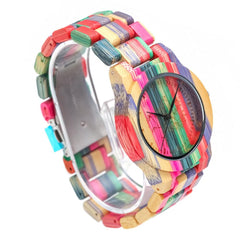 Reloj de cuarzo de madera de bambú de color ocio