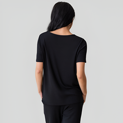 Ribbed Knit Short Sleeve Lounge Top