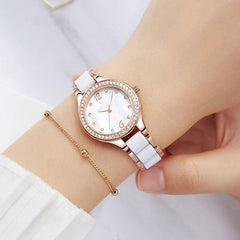 Simple Waterproof Ceramic Watch With Diamonds