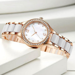 Simple Waterproof Ceramic Watch With Diamonds