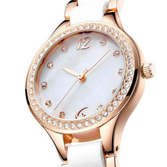 Simple Waterproof Ceramic Watch With Diamonds