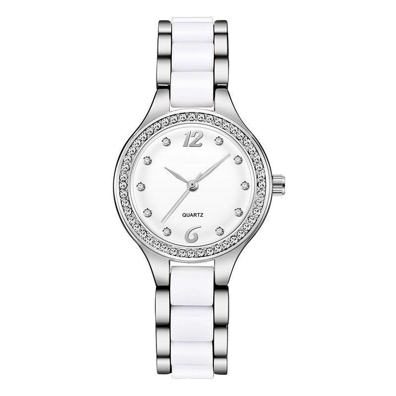 Simple Waterproof Ceramic Watch With Diamonds