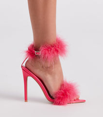 Tacones de aguja de marabú con plumas de princesa