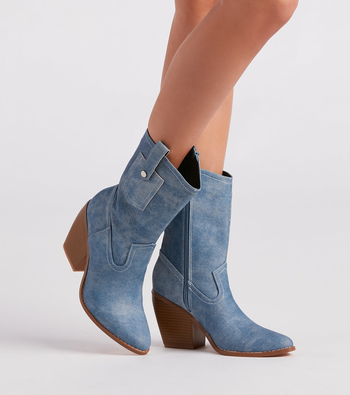 Trendy Country Style Western Denim Booties