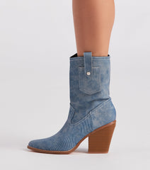 Trendy Country Style Western Denim Booties