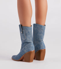 Trendy Country Style Western Denim Booties