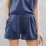 Velvet High Rise Shorts with Pockets