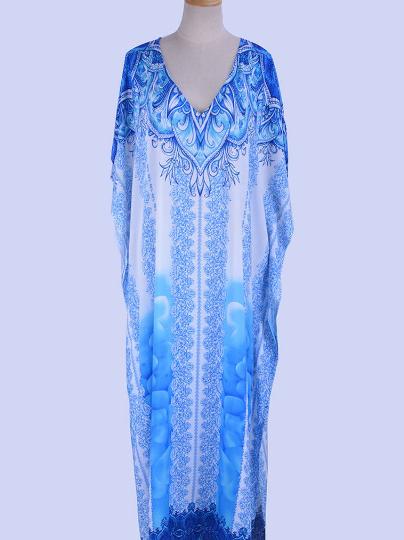 Live For Yourself Rayon Blue Loose Kaftan Dress