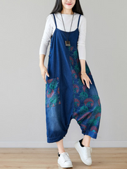 Pure Soul – Kurze Baggy-Latzhose in Denimblau