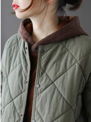 Abrigo corto grueso y cálido, holgado, con botones acolchados, para invierno