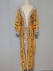 Bedruckter Kimono-Staubmantel aus Polyester in verschiedenen Farben, lange Länge