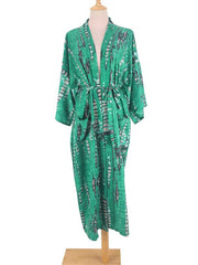 Tie-Dye Print Different Color Rayon Long Length Gown Kimono Duster Robe
