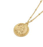 Gold Embossed Coin Charm Necklace