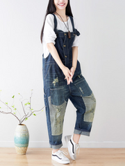 Vintage-inspirierte Denim-Latzhose für Damen