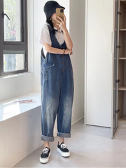 Follow Your Heart Denim Blue High Waist Dungarees