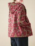 Printed Plus Fleece Velvet Thick Hooded Small Padded jacket