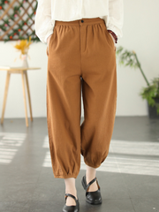 Pantalones bombachos largos holgados con cintura elástica informales a la moda para mujer