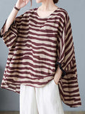 Printed Stripes Style Round-Neck Top