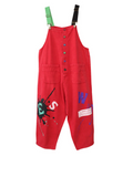 New Stylish Print Denim Loose High Waist Dungarees Overalls