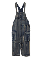 Spring And Summer Denim Loose Thin High-Waist Overalls