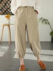 Pantalones bombachos largos holgados con cintura elástica informales a la moda para mujer