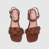 Braided Strap Chunky Slide Sandals Brown