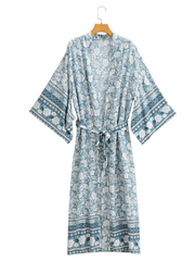 Hermoso kimono largo bohemio, vestido kimono largo floral para mujer, kimono de playa bohemio