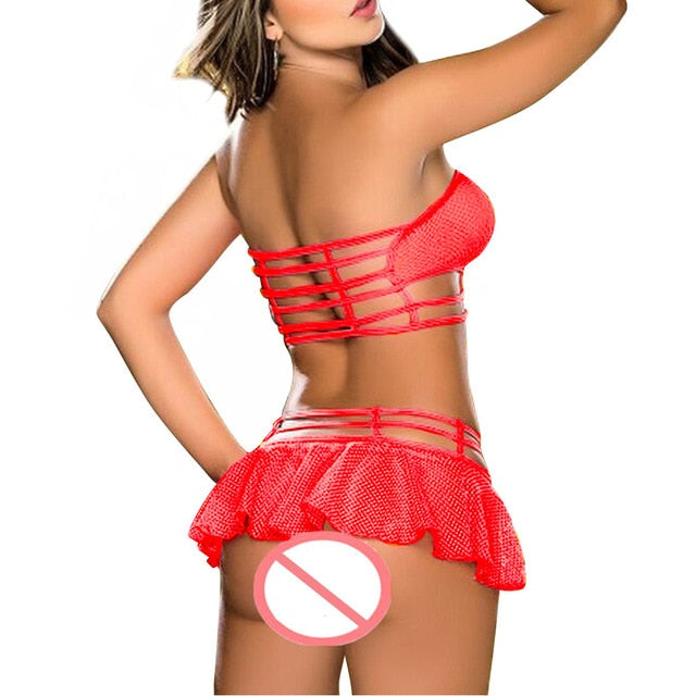 Babydoll G-string Push Up Top Bra Set in 3 Colors