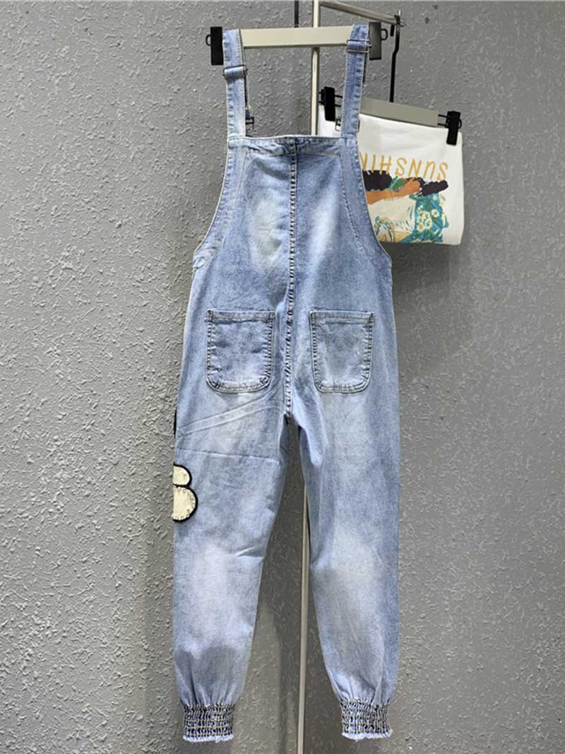 Jeans-Latzhose „Change the World“ mit Cartoon-Print