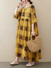 Short Sleeves Long Formal Evening Party Smock Dress