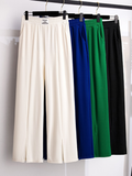 summer high waist straight pants loose ice silk trousers