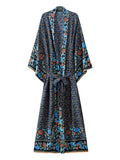 Beachwear Floral Printed Long Kimono Gown Robe