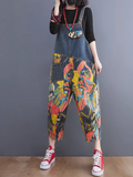 Classic Denim Pockets Printed Dungarees