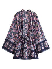 Bata tipo kimono con estampado floral para fiesta