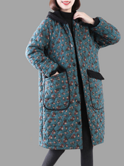 Abrigo corto holgado con bolsillo y botones de longitud media para mujer