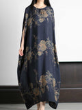 Summer wear Printed Silk Dark-Blue Kaftan Dress