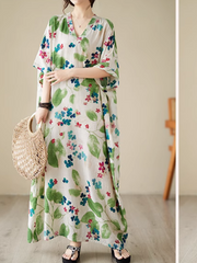 Vestido caftán playero con estampado de serenata al atardecer 