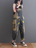 Modern Large Size Cartoon Printed Dungaree