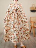 Feel My Love Round Neck Floral Smock Dress