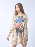 stylish midi length loose cartoon printing sweater Top