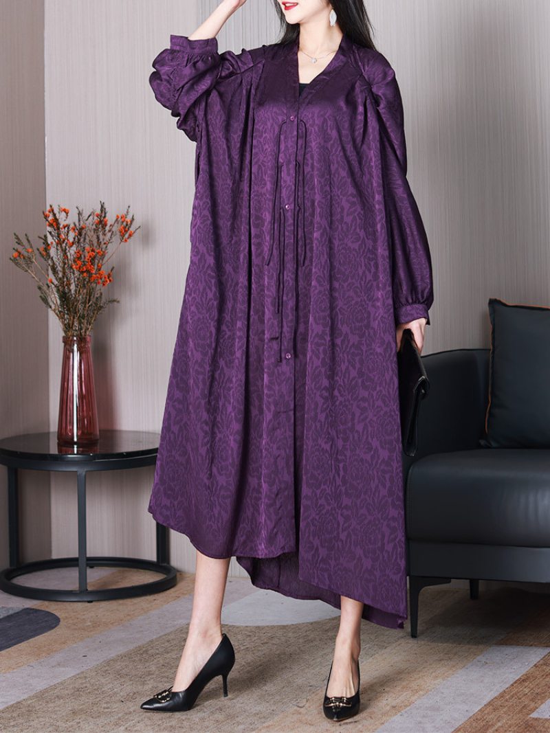 Classy Silk Bat Sleeves A-line Dress