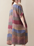 A Brush with Fashion Loose Mid-Length Striped A-Line Dress